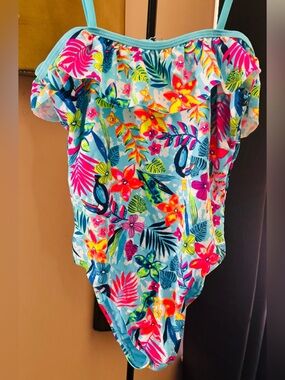 wonder nation Turquoise Blue Girls' Swimsuit